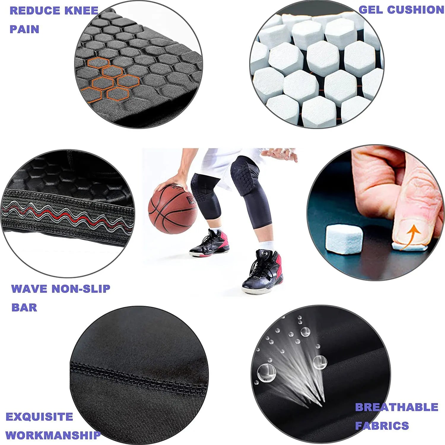 1PC Sports Knee Pad Compression Knee Brace Basketball Running Volleyball Soccer Sport Safety Gym Training Knee Support Protector