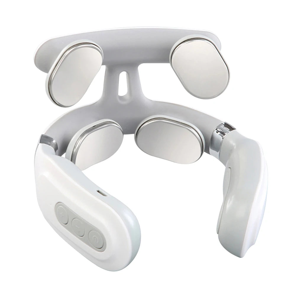 Cervical Massager 16 Modes USB Smart Pulse Heating 4 Head Neck Massager for Neck Tension Relax Muscles Vibrator Heating Massager
