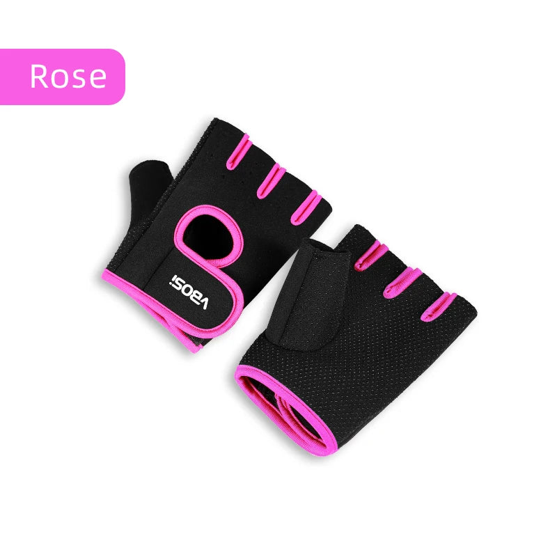 1 Pair Unisex Adjustable Sports Gloves with Anti-slip Silicone Dots for Weightlifting Cycling Squat