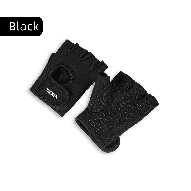 1 Pair Unisex Adjustable Sports Gloves with Anti-slip Silicone Dots for Weightlifting Cycling Squat