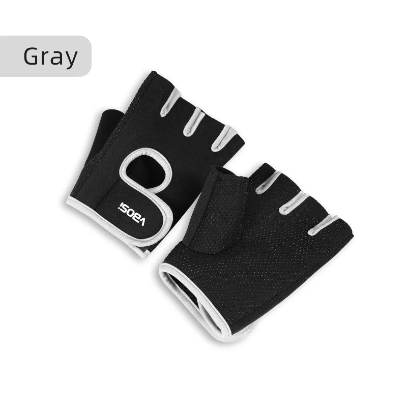 1 Pair Unisex Adjustable Sports Gloves with Anti-slip Silicone Dots for Weightlifting Cycling Squat