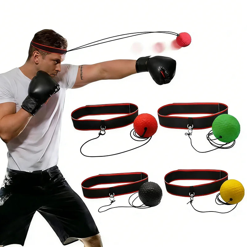 Boxing Training Ball Reflex Balls with Headband Hand Eye Coordination Punching Speed Fight Skill Training Gear for Boxing Sports
