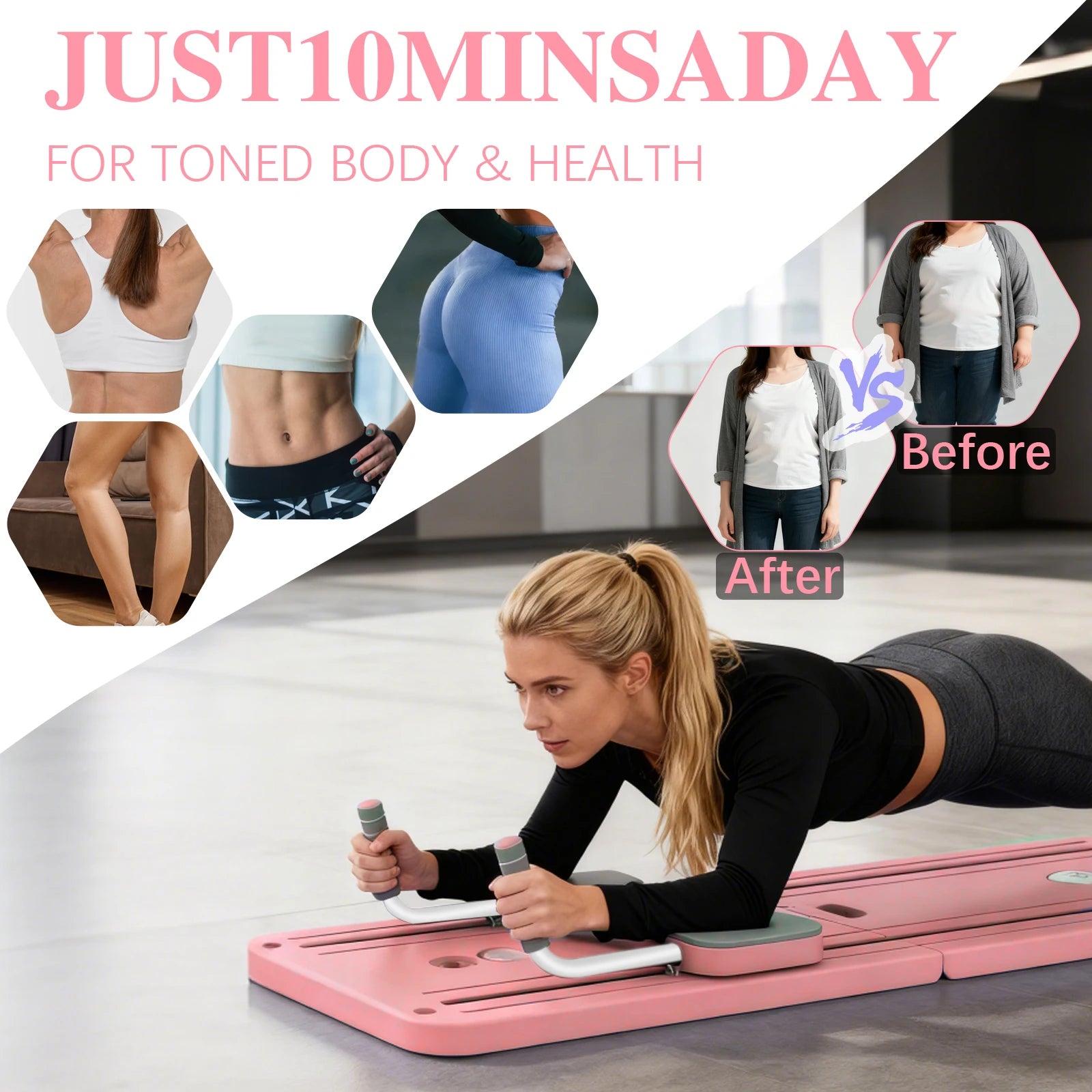 Push Up Pilates Board Full Body Fitness Board Trainer with Automatic Rebound Multifunctional Abdominal Board Exercise Equipment