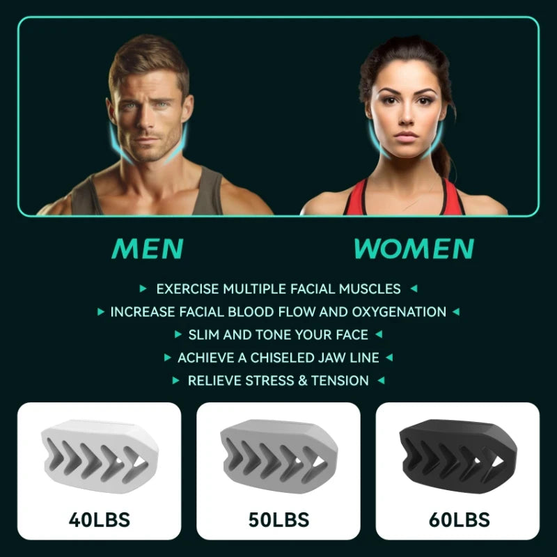 40/50/60LBS Silicone Jaw Line Exerciser Jawline Chew Ball Fitness Facial Toner Face and Neck Muscle Trainer Chin Cheek Exercise